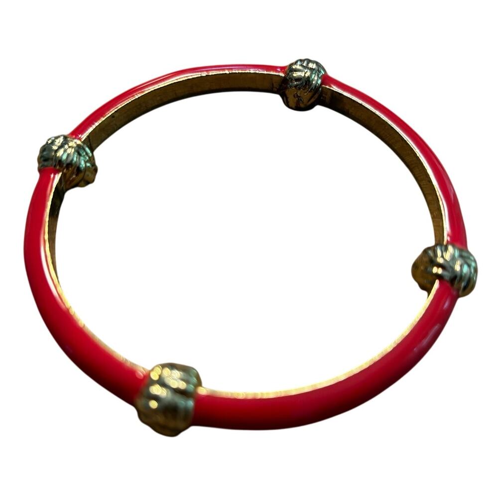 Lilly Pulitzer slim bangle bracelet gold & coral orange enamel preppy fashion